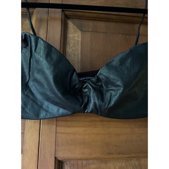 NWOT Naked Wardrobe Faux Leather Bralette Top Black Women’s Size L Vegan Chic - Picture 3 of 10